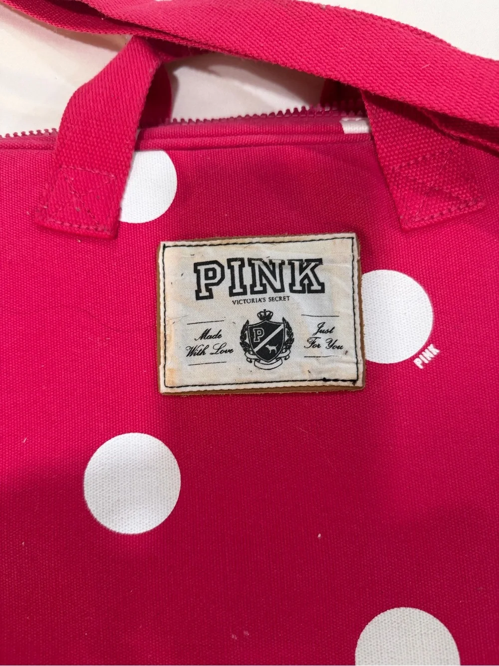 PINK Victoria's Secret Hot Pink Polka Dot Laptop Bag